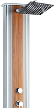 Preview: Poolstar DADA-Straight 40 Liter Solardusche Hybrid WOOD / INOX